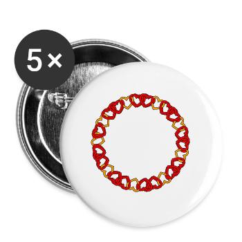 Hearts in a circle Herzkreis mit orangen Herzen - Buttons groß 56 mm (5er Pack) - Weiß - Vorne