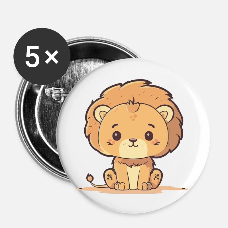 Lion cub - Buttons large 2.2''/56 mm (5-pack) - white