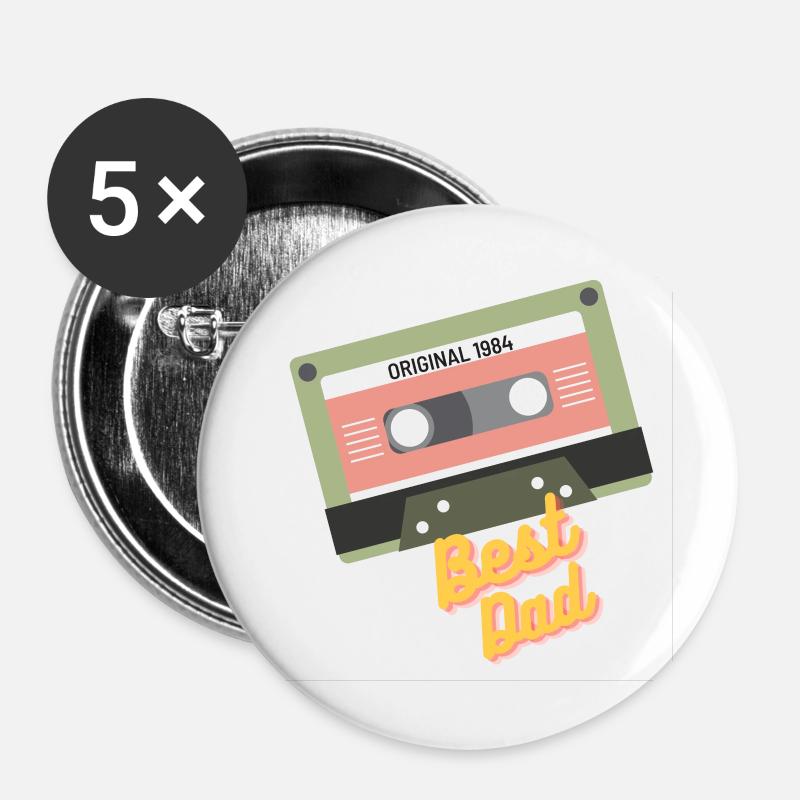 Best Dad (1984) - Buttons large 2.2''/56 mm (5-pack) - white
