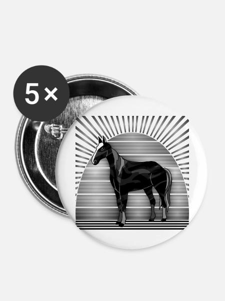 Pferd - Buttons groß 56 mm (5er Pack) - Weiß
