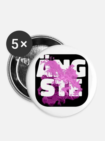 Ängste pink - Buttons groß 56 mm (5er Pack) - Weiß