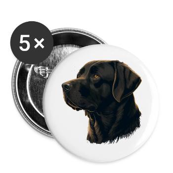 Weich aussehender dunkelbrauner Labrador Retriever - Buttons groß 56 mm (5er Pack) - Weiß - Vorne