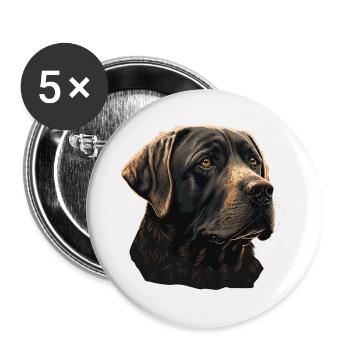 Großer Labrador Retriever - Buttons groß 56 mm (5er Pack) - Weiß - Vorne
