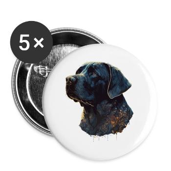Erstaunlicher Labrador Retriever mit Blättern Stil Körper - Buttons groß 56 mm (5er Pack) - Weiß - Vorne