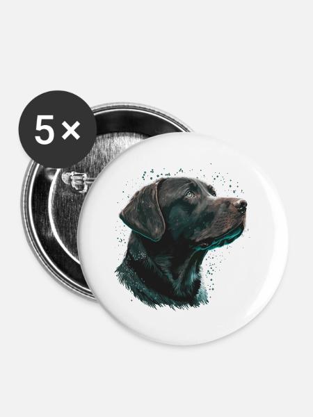Wishing Labrador Retriever - Buttons groß 56 mm (5er Pack) - Weiß