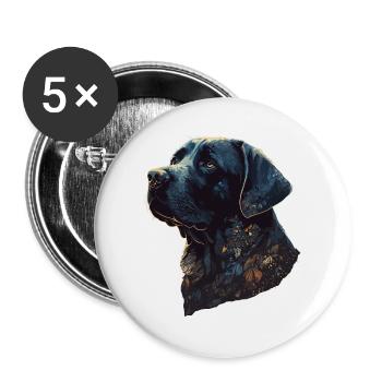 Erstaunlicher Labrador Retriever mit Blättern Stil Körper - Buttons groß 56 mm (5er Pack) - Weiß - Vorne