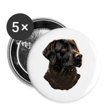 Schwarzer Labrador Retriever - Buttons groß 56 mm (5er Pack) - Weiß - Vorne
