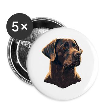 Tapferer Labrador Retriever - Buttons groß 56 mm (5er Pack) - Weiß - Vorne