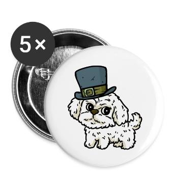 Hat Hut Dog Owner Pets Children Smaller - Buttons large 2.2''/56 mm (5-pack) - white - Front