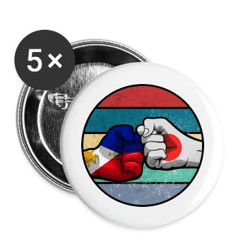 Philippines Filipino Japon Drapeau I Cadeau - Lot de 5 grands badges (56 mm) - blanc - Devant