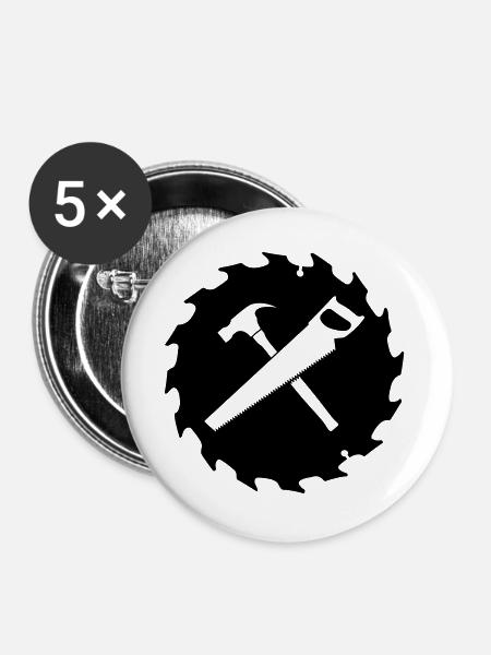 Transparenter geschnittener Sägeblattschreiner - Buttons groß 56 mm (5er Pack) - Weiß