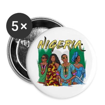 Nigeria Nigerian Africa Flag Pride I Gift - Buttons large 2.2''/56 mm (5-pack) - white - Front