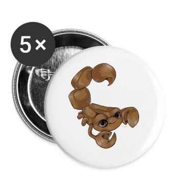 Scorpion Skorpion Sternzeichen - Buttons groß 56 mm (5er Pack) - Weiß - Vorne