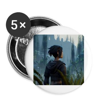 Femme perdue dans une forêt fantastique - Lot de 5 grands badges (56 mm) - blanc - Devant