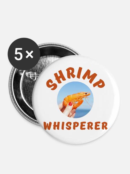 Shrimp Whisperer-Logo - Buttons groß 56 mm (5er Pack) - Weiß