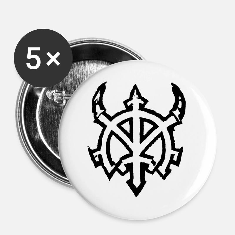 Viking symbol with horn, black - Buttons large 2.2''/56 mm (5-pack) - white