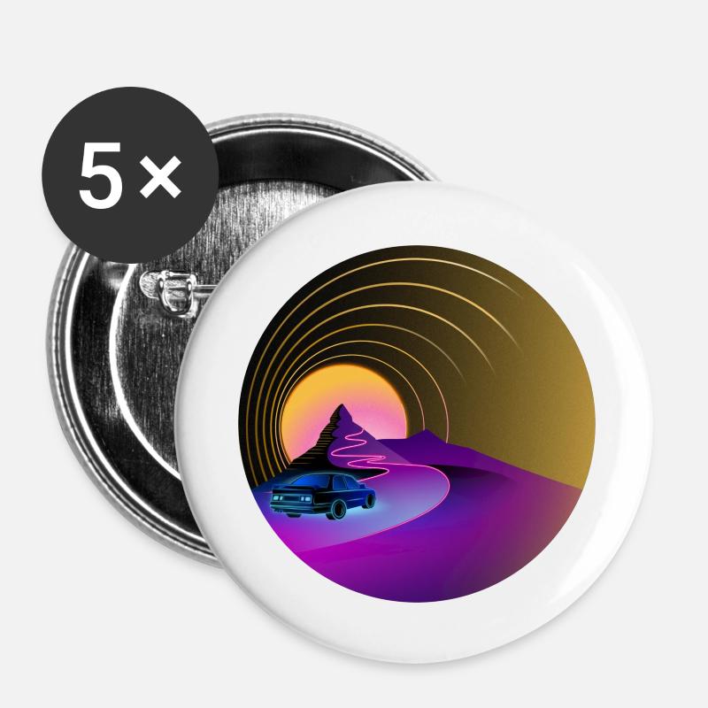 E30 - Retro - Synthwave - Style - Buttons large 2.2''/56 mm (5-pack) - white