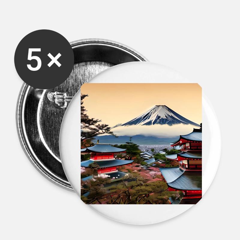 Mount Fuji in Digital Art - Buttons large 2.2''/56 mm (5-pack) - white