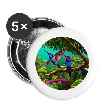 Les colibris dans la forêt tropicale dans l’art numérique - Lot de 5 grands badges (56 mm) - blanc - Devant