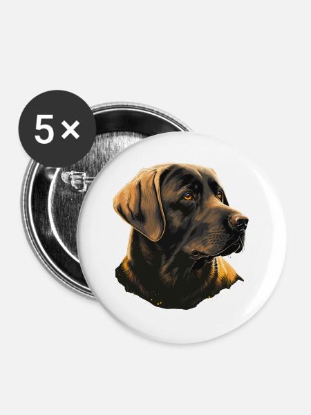 Formaler Labrador Retriever - Buttons groß 56 mm (5er Pack) - Weiß