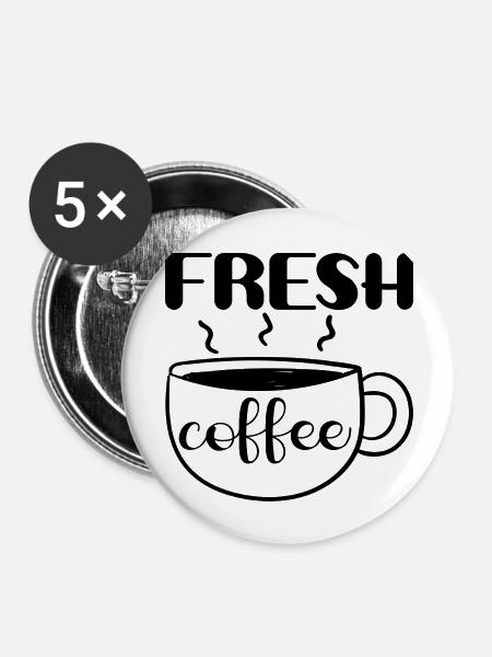Fresh Coffee - Buttons groß 56 mm (5er Pack) - Weiß