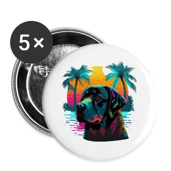 Strand Labrador Retriever Hund Illustration - Buttons groß 56 mm (5er Pack) - Weiß - Vorne