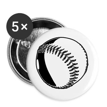 Baseball Ball - Buttons large 2.2''/56 mm (5-pack) - white - Front