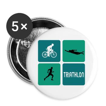 Design sportif pour le triathlon - Lot de 5 grands badges (56 mm) - blanc - Devant