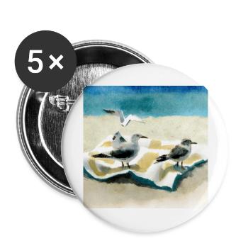 Seagulls on a towl at the beach - Buttons groß 56 mm (5er Pack) - Weiß - Vorne