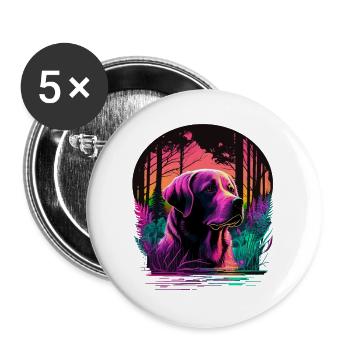 Labrador Retriever allein im Wald - Buttons groß 56 mm (5er Pack) - Weiß - Vorne
