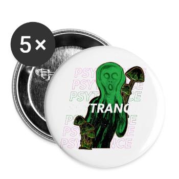 Le Cri - Psytrance trance trippy rave festival art - Lot de 5 grands badges (56 mm) - blanc - Devant