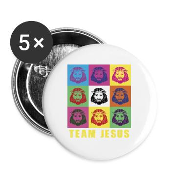 Team Jesus - Buttons large 2.2''/56 mm (5-pack) - white - Front