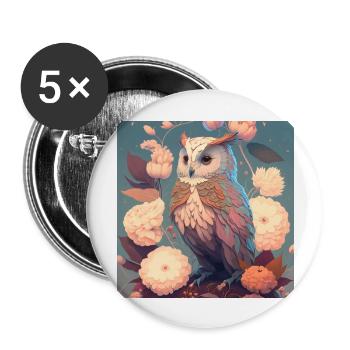 in harmony with nature owl - Buttons large 2.2''/56 mm (5-pack) - white - Front