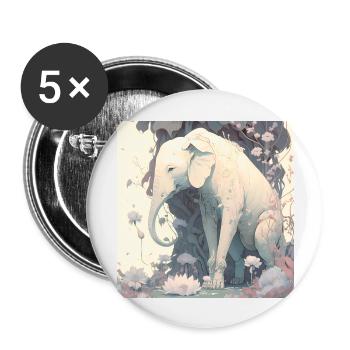 in harmony with nature elephant - Buttons large 2.2''/56 mm (5-pack) - white - Front