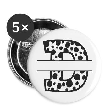 Personalisierter Kuhmusterbuchstabe - Buttons groß 56 mm (5er Pack) - Weiß - Vorne