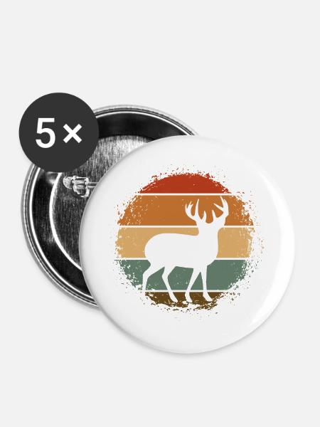 Hirsch - Buttons groß 56 mm (5er Pack) - Weiß
