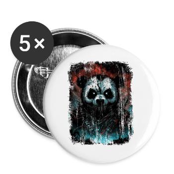 Gruseliger Panda Krieger - Buttons groß 56 mm (5er Pack) - Weiß - Vorne