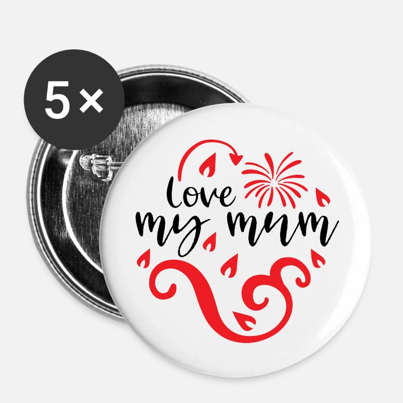 Love my mum - Buttons large 2.2''/56 mm (5-pack) - white