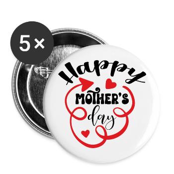 Happy Mother's Day - Buttons large 2.2''/56 mm (5-pack) - white - Front