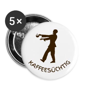 Kaffeesüchtig Zombie - Buttons groß 56 mm (5er Pack) - Weiß - Vorne