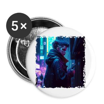 Science fiction artwork in dystopian future - Buttons large 2.2''/56 mm (5-pack) - white - Front