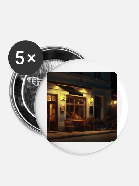 Gemüdliches Café - Buttons groß 56 mm (5er Pack) - Weiß
