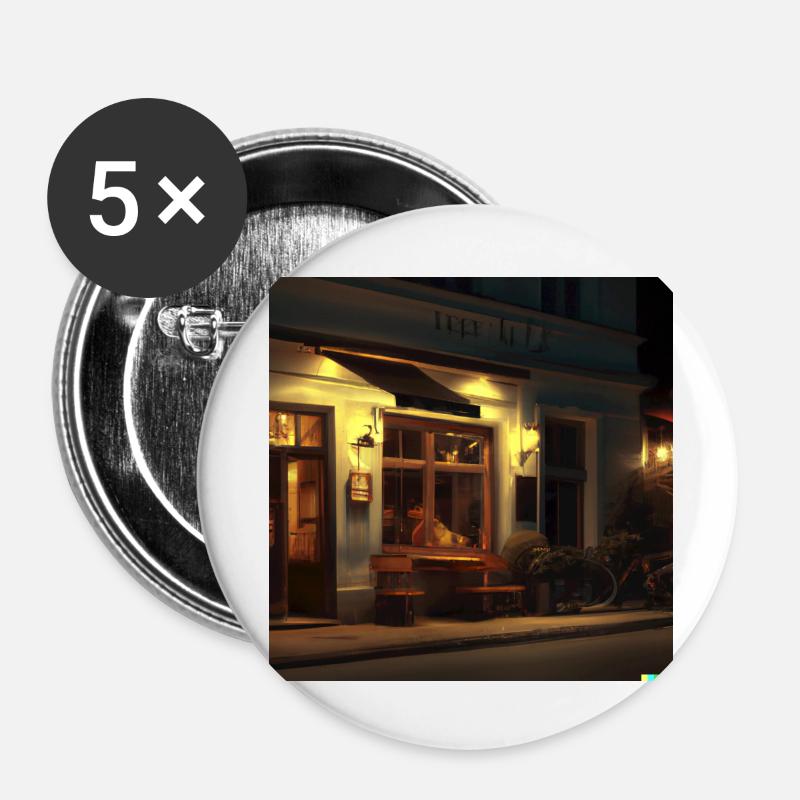 Cosy café - Buttons large 2.2''/56 mm (5-pack) - white