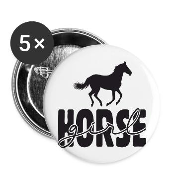 Fille à cheval - Lot de 5 grands badges (56 mm) - blanc - Devant