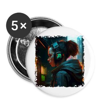 Artwork Illustration Punk in the High Tech Future - Buttons large 2.2''/56 mm (5-pack) - white - Front
