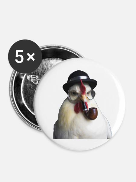 Boss Rooster - Buttons groß 56 mm (5er Pack) - Weiß