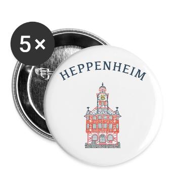 Heppenheim Bergstraße, Historisches Rathaus - Buttons groß 56 mm (5er Pack) - Weiß - Vorne