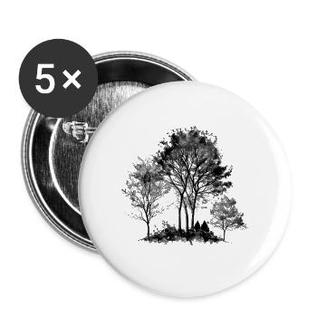 Croquis noir d’arbres - Lot de 5 grands badges (56 mm) - blanc - Devant