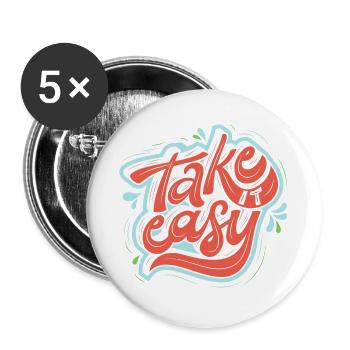 Take it easy - Buttons large 2.2''/56 mm (5-pack) - white - Front