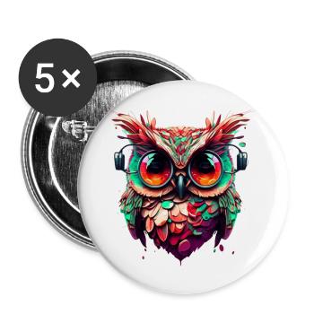 Eulemit extrem großen Augen als Illustration - Buttons groß 56 mm (5er Pack) - Weiß - Vorne